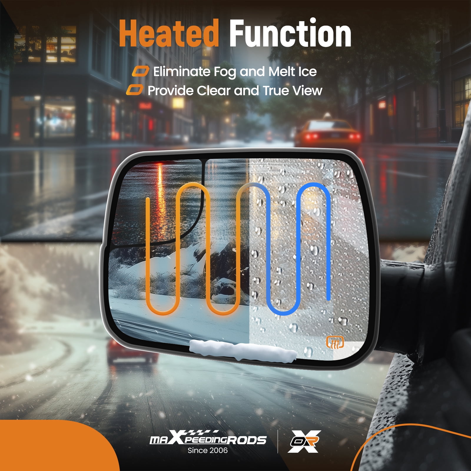 maXpeedingrods Driver Side Power Heated Convex Mirror Glass Replacement for Dodge Ram 1500 2019 2020 2021 Left Driver Side Rear View Mirror Glass with Rear Holder - 68402037AA