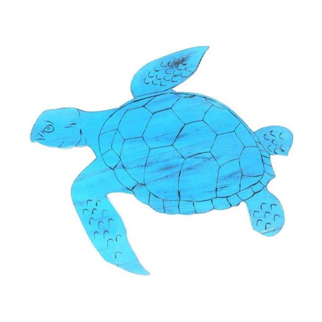 Handcrafted Decor Sea Turtle25lightblue Wooden Rustic Light Blue Sea