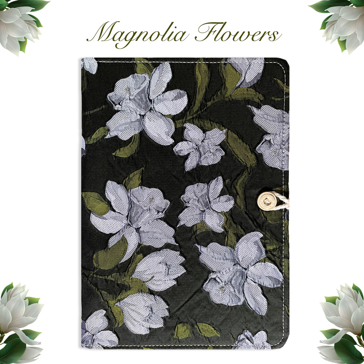 ipoul A5 Binder, 6 Ring Binder, Refillable Notebook, Embroidery Journal, Lined Paper, Gift for Women, Budget Planner, Black Flower