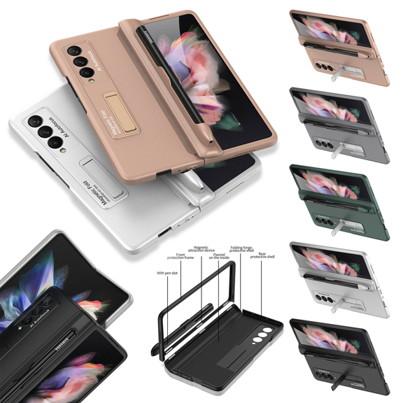 Slim Magnetic Hard PC Kickstand With Pen Holder Case Cover For Samsung Z Fold 3 5G