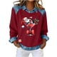 thumbnail image 5 of RKSTN Sweatshirt for Women Oversized Lapel Denim Patchwork Stitching Christmas Graphic Print Sweatshirt Top Womens Casual Plus Size Turndown Collared Loose Retro Streetwear Long Sleeve T Shirts, 5 of 8