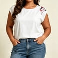 thumbnail image 2 of Diufon Summer Tank Tops for Women Floral Embroidered Cap Sleeve Crewneck Blouse Casual Beach Vacation Shirts, 2 of 9