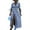 Blue, variant on utcoco Womens V-Neck Tie Denim Button Down Half Sleeve Long Dresses