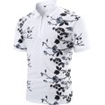 thumbnail image 1 of Polo floral de manga corta para hombre, cuello con media cierre Blanco XL Blanco XL Xishao ropa, 1 of 2