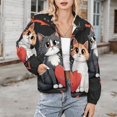 thumbnail image 3 of Jackets for Women Winter Coat Jackets Flannel Stand Collar Jacket(Cute Cats Heart Design,Size:S-4XL), 3 of 7