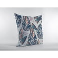 thumbnail image 3 of 18â€ Blue Gray Tropical Leaf Zippered Suede Throw Pillow, 3 of 3