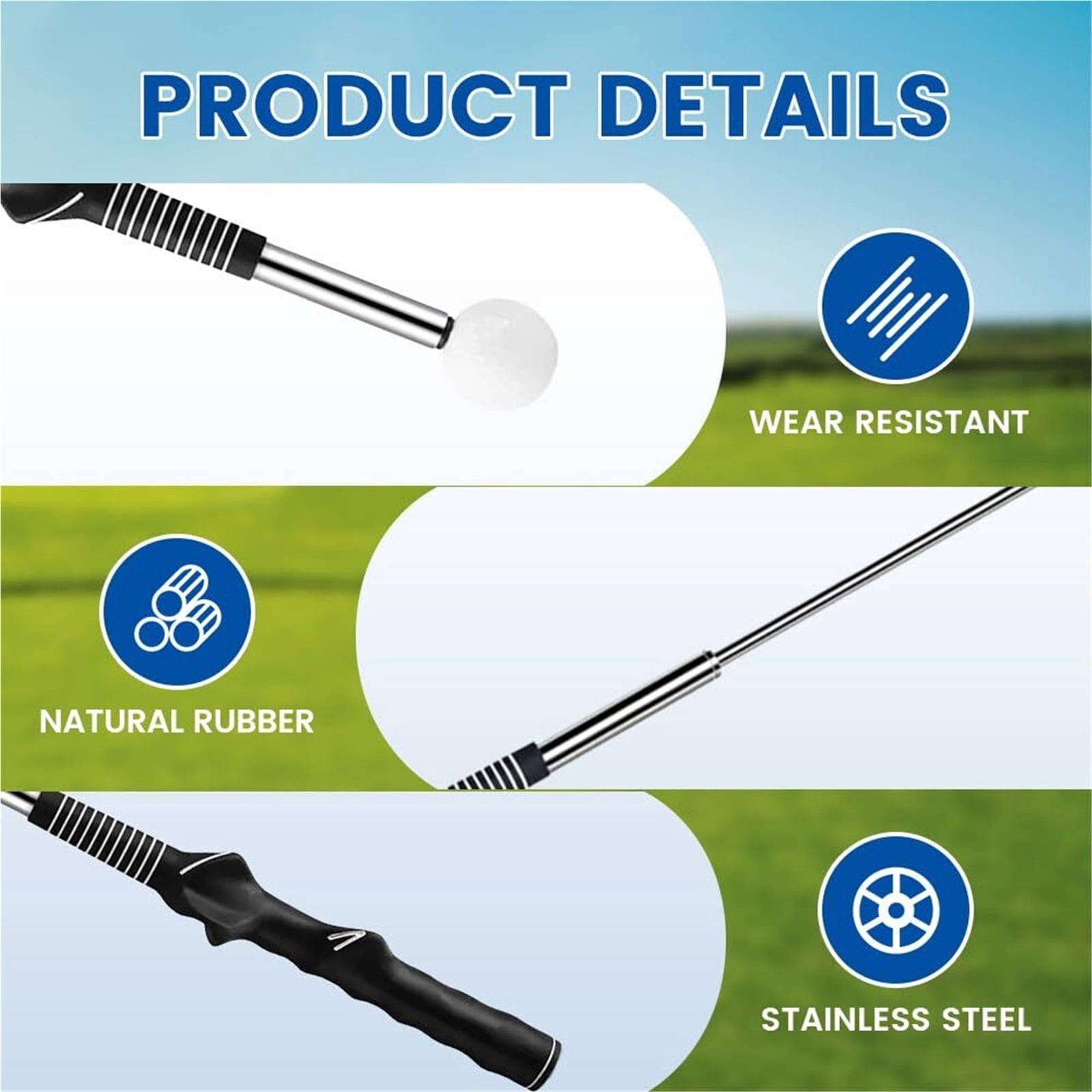 Retractable Golf Swing Training Aid, 2025 New Golf Grip Trainer Attachment Golf Swing Practice Stick for Improving Hitting Strength & Tempo