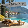thumbnail image 2 of FUNDAZE 8x8ft Hanging Cantilever Patio Umbrella with Base, Square Outdoor Sun Shade with Crank & Tilt for Garden, Backyard, Deck,Light Gray, 2 of 10