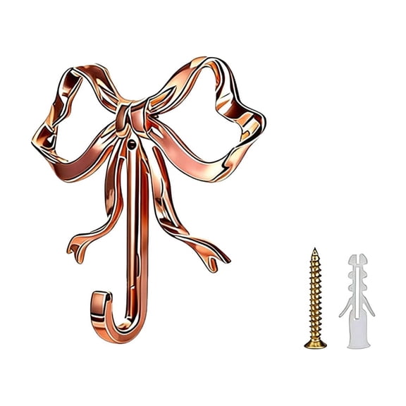 2PCS Bow Knot Wall Hooks 2.6in Alloy Decorative Hangers for Kitchen, Bathroom, Laundry, Coats & Towels, S