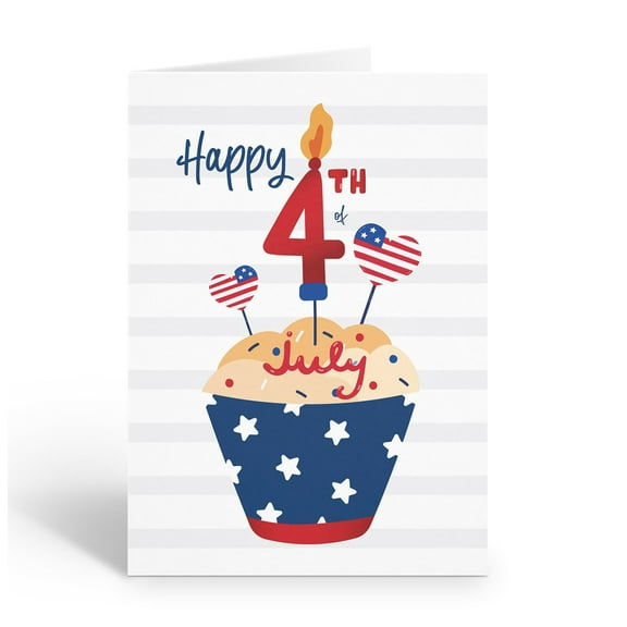 Stonehouse Collection 4th of July Cupcake Greeting Card – Patriotic Cupcake Greet