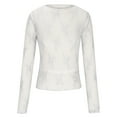 thumbnail image 3 of Women's Mesh Sheer Tops Sexy Mock Neck Floral Embroidery Blouse Summer Loose Fit Basic Going Out Tops Party Clubwear, 3 of 6