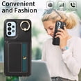 thumbnail image 4 of Allytechgroup Wallet Case for Samsung Galaxy A23 4G, Shockproof PU Leather & TPU Flip Stand Slim Fit with Card Slots and Ring Holder Shoulder Strap, Stay Stylish and Organized, Black, 4 of 11