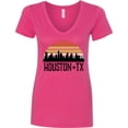 thumbnail image 3 of Inktastic Houston Texas Skyline Retro Women's V-Neck T-Shirt, 3 of 5