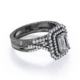 thumbnail image 4 of JeenMata Certified - Twisted - 1.5 Carat Emerald Cut Moissanite - Filigree Band - Double Halo Design Wedding Ring Set - 18K Black Gold Plating over Silver, 4 of 7