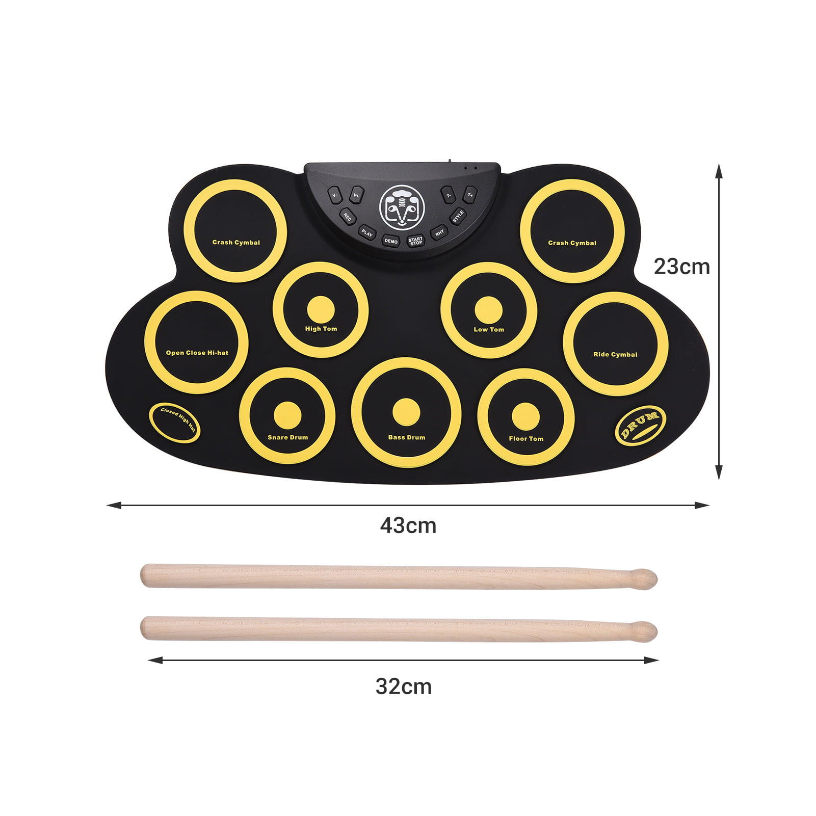 Muslady Electronic Silicone Drum Kit Percussion Instrument Roll Up Drum Set 10 Drumpads Built in Double Speakers and Reverb Microphone Rechargeable LIthium Battery with Drumsticks and Foot Pedals 