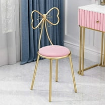 Modern Makeup Vanity Stool, Cute Butterfly Flannel Material Stool Ottoman Bench, Metal Bench Legs Gold Dining Chair for Kitchen, Bedroom, Living Room (Pink Flannel)