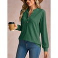 thumbnail image 4 of JYLFC Women Long Sleeve Tops with Button 2025 Fall Dressy Casual Henley Shirts Trendy Blouses Green XL, 4 of 6