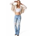thumbnail image 6 of Machine Jeans Women's Juniors Mid Waist Distressed Bootcut Jeans (11, Light Denim), 6 of 7