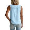thumbnail image 4 of Womens Tank Tops Linen Sleeveless Lace Collar Shirts 2026 Summer Loose Button Front Dressy Casual Blouses, M, 4 of 4