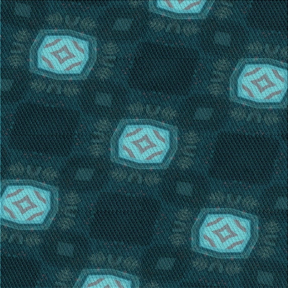 Ahgly Company Indoor Square Patterned Dark Cyan Green Area Rugs, 6' Square