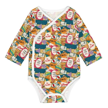 

Matuu Retro Summer Stamp for Baby Long-Sleeve Bodysuit Soft Cotton Comfortable and Breathable Perfect for Newborns and Infants