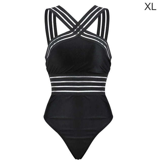 Sonducket Traje de baño Mujer Halter Neck Swim Body Push-up Traje de baño elástico Prendas para la parte del cuerpo negro SG