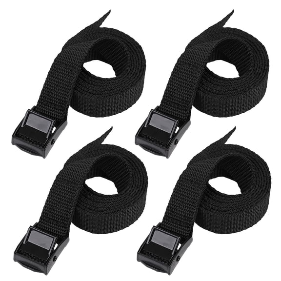 Lashing Straps with Buckles Adjustable Cam Buckle Tie Down Cinch Strap for Packing Black 4 Pack