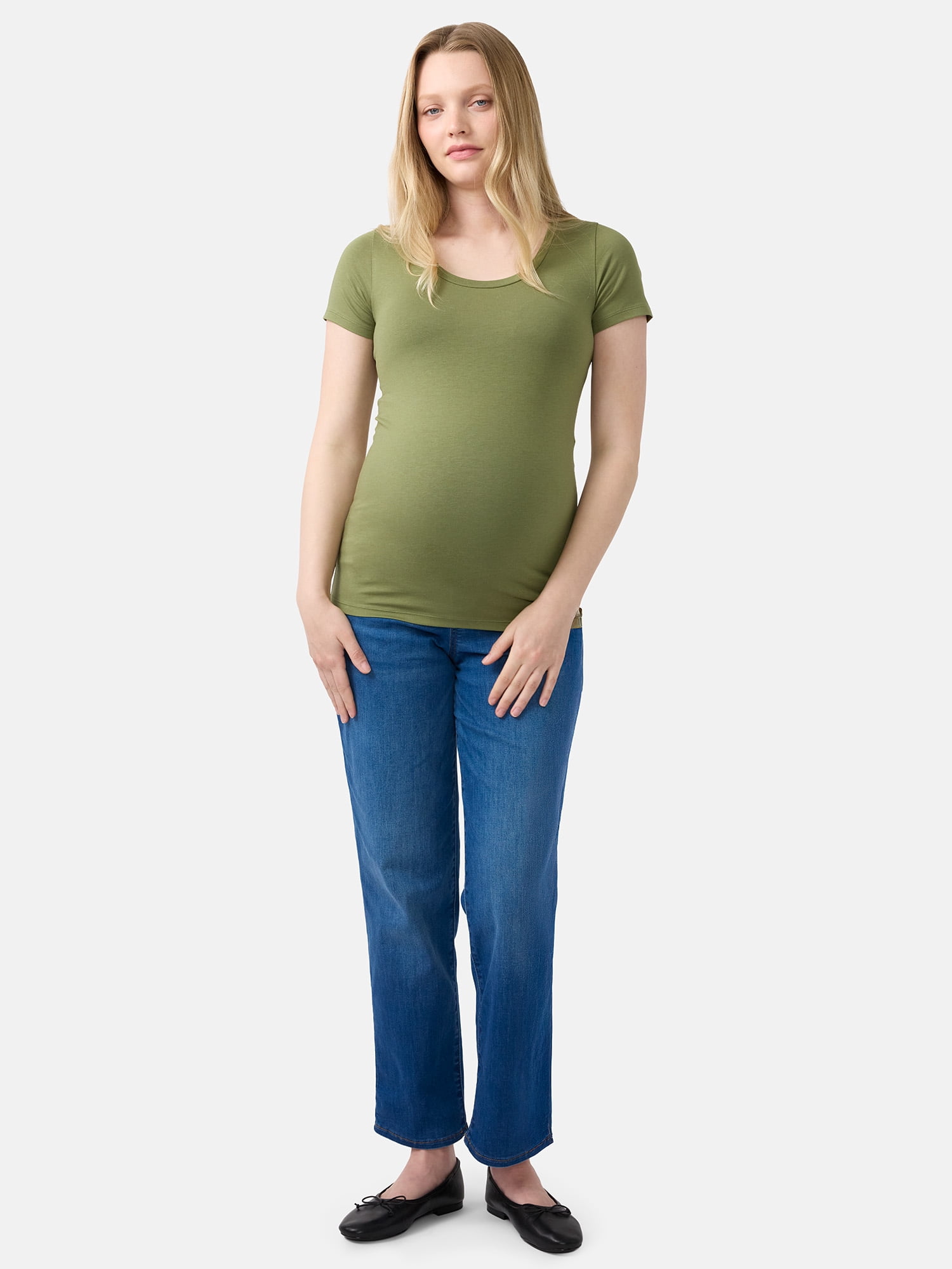 Ingrid & Isabel For Every Belly Women’s Maternity Fitted Scoop Tee, Sizes S-XXL