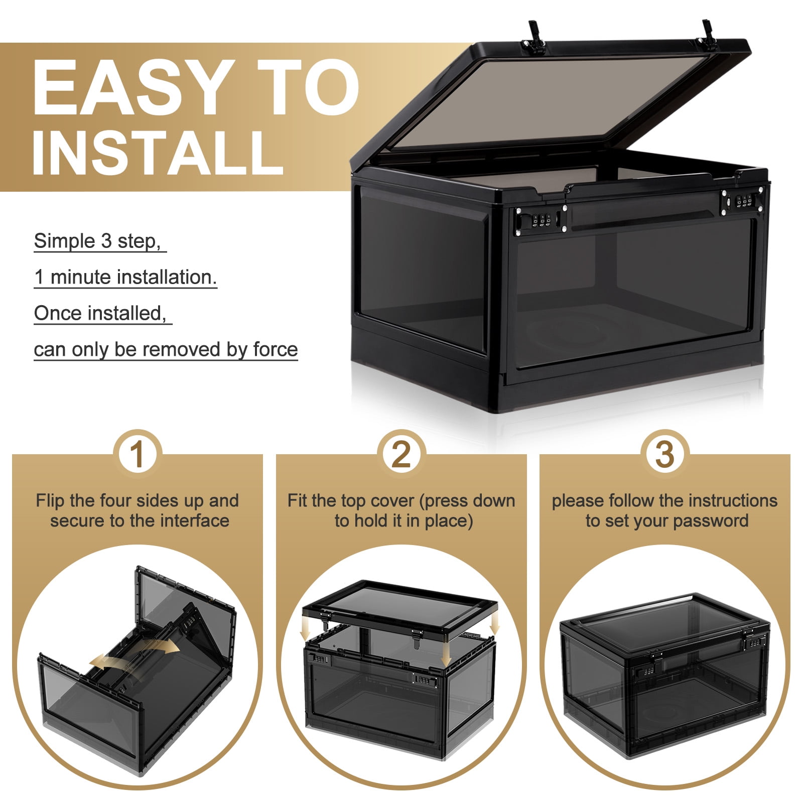 Locbbie Medicine Lock Box with Code, Standalone Safes, 24 L Black