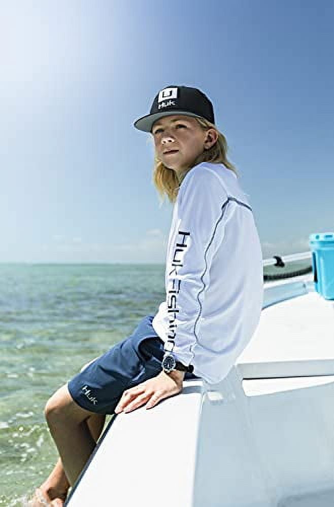 HUK Kids' Trucker Fishing Hat, Black, 1