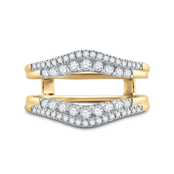 14K Yellow Gold Womens Round Diamond Wedding Wrap Ring Guard Enhancer 1/2 Cttw, Womens Size: 5-10