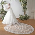 thumbnail image 2 of EllieWely 2 Tier Wedding Veil Cathedral Length 3.5 M(138 inch) Bling Sequin Lace Bridal Veil With Metal Comb L101 Ivory, 2 of 5