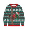 thumbnail image 3 of Suéter navideño feo para hombre y mujer, suéter navideño de manga larga con cuello redondo y estampado divertido en 3D, jerséis, tops, sudadera navideña, 3 of 5