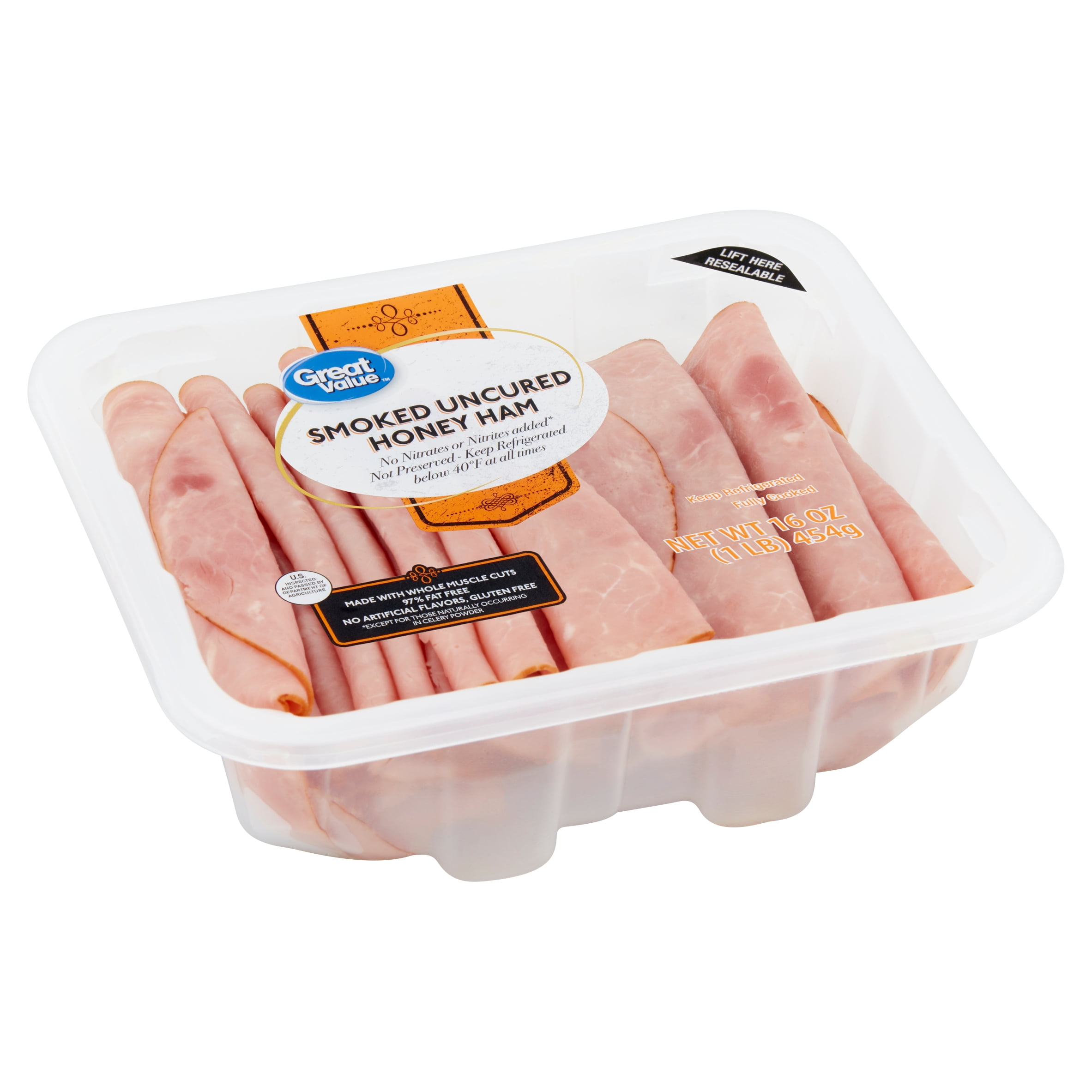 Great Value Smoked Uncured Honey Ham, 16 oz