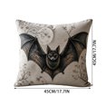 thumbnail image 3 of Halloween Vintage Bats Throw Pillow Cover, Branch Print, 18x18 Linen Cushion Case, Hidden Zipper, Gothic Decor for Sofa Home by MPOISVA, 3 of 6
