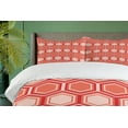 thumbnail image 4 of Ambesonne Geometric Duvet Cover Sets, Hexagonal Comb Tile, 2-Queen, Peach Coral Dark Coral, 4 of 7