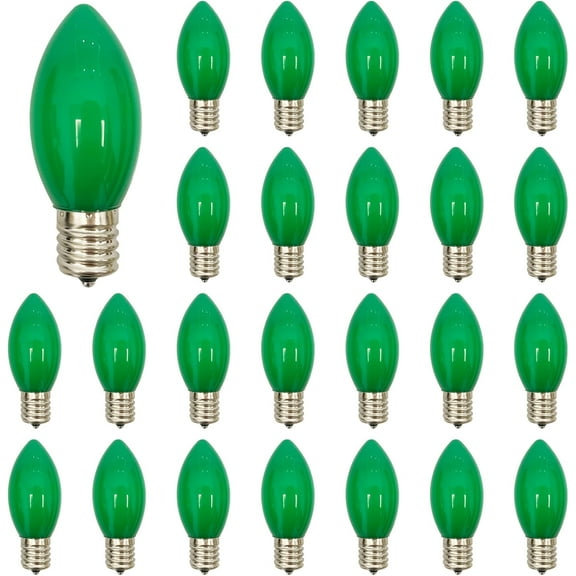 25 Pack Multicolor Christmas Lights Replacement Bulbs C9 Vintage Incandescent Ceramic Bulbs E17 Socket Base 7w for Xmas Holiday String Lights Outdoor Indoor Party Decorations