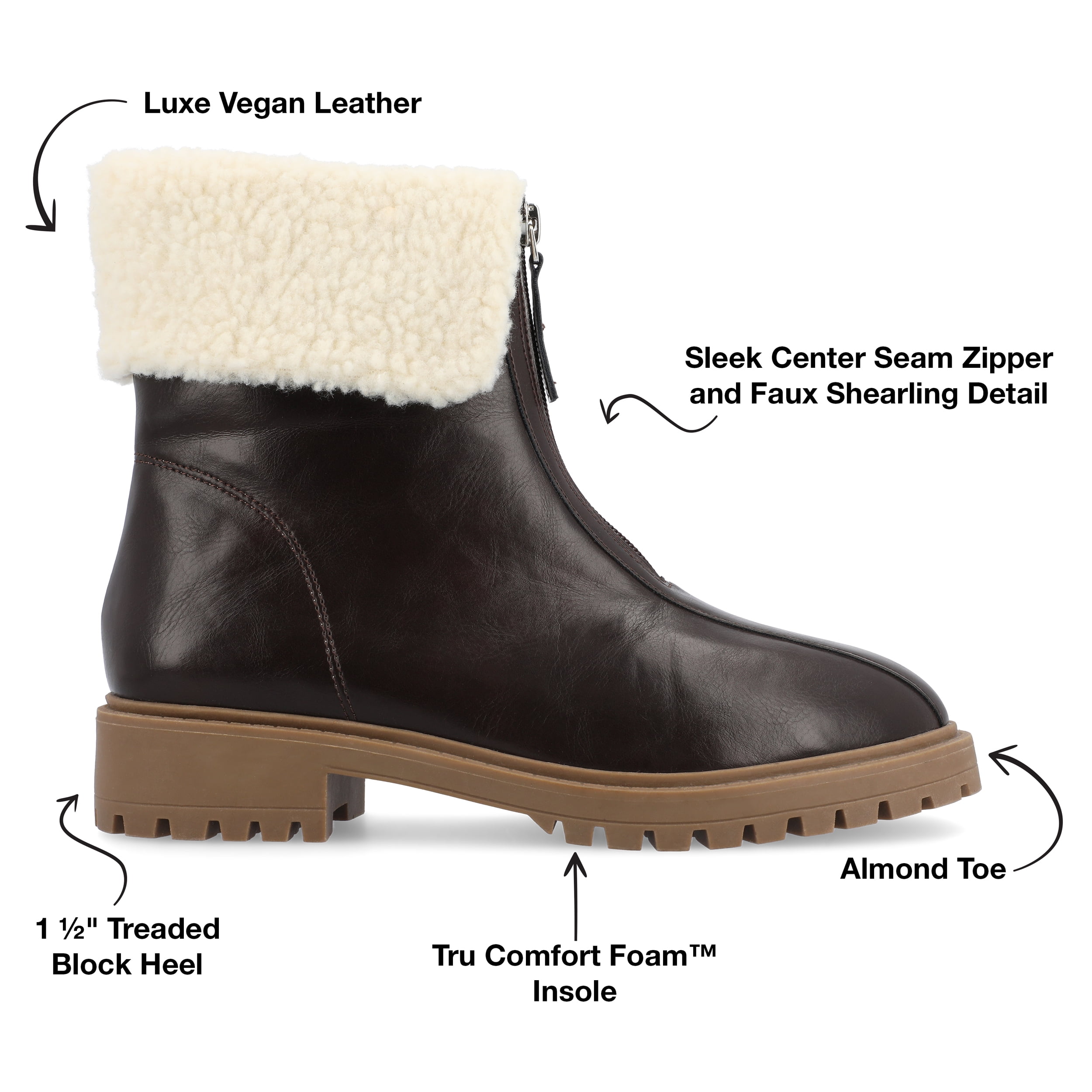 Journee Womens Fynn Almond Toe Block Heel Ankle Booties