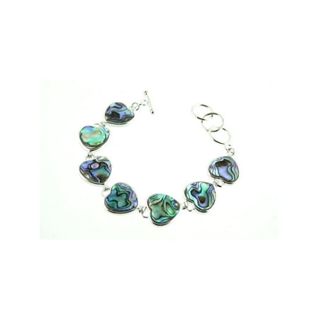 Abalone Shell Bracelet - Heart Shape Bracelet in Abalone Shell Adjustable 7