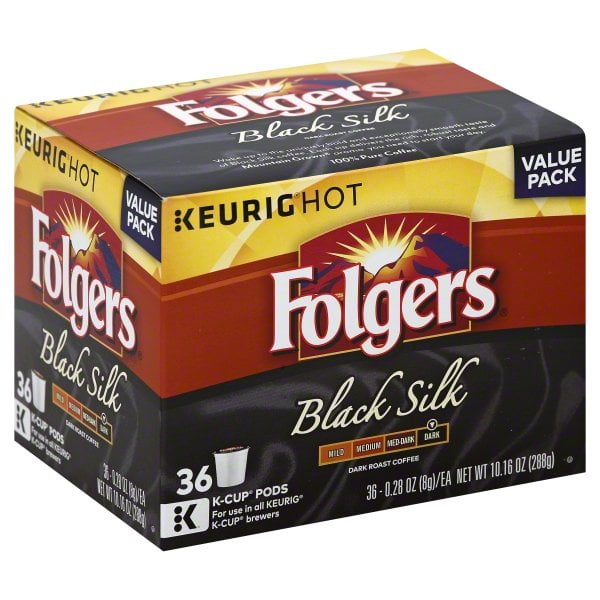 Folgers Black Silk Coffee, Dark Roast, KCup Pods for Keurig KCup