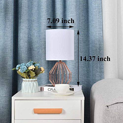 COTULIN Table Lamp,Modern Small Desk Lamp with TC Fabric Shade and Hollowed Out Base for Study Dorm Living Room End Table,Nightstand Lamps for Bedroom,Rose Gold Bedside Lamps Set of 2 - image 3 of 3