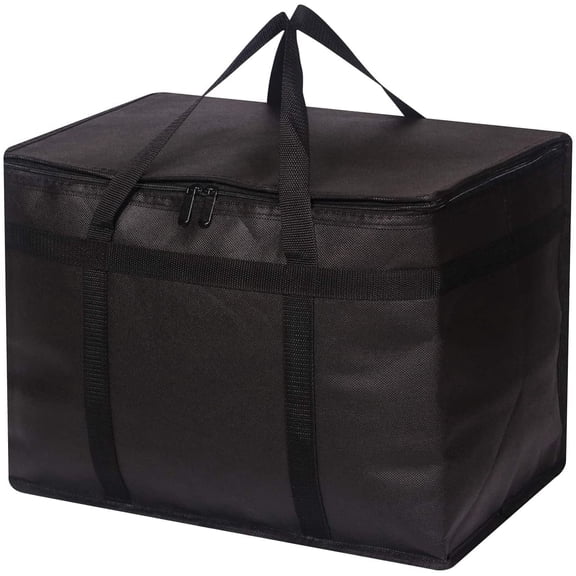 Reusable Grocery Bags with Sturdy Zipper Reinforced Bottom & Handles, Foldable Washable Heavy Duty Cooler Totes for Hot or Cold Food Delivery, Groceries, Travel, Shopping