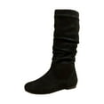 thumbnail image 4 of Luxalzxs Women's Slouchy Mid-Calf Boots Pull On Flat Boots Side Zipper Winter Boots for Women, 4 of 5