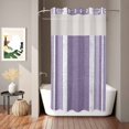 thumbnail image 2 of No Hook Shower Curtain, Vintage Purple Striped Shower Curtains for Bathroom with See Through Top Window, Farmhouse Modern Stripes Boho Waterproof & Washable Bath Curtain Small Stall 36"x78", 2 of 9