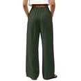 thumbnail image 3 of Women's Boho Wide Leg Linen Pants Drawstring Waist Casual Loose Vacation Trousers, M, 3 of 5