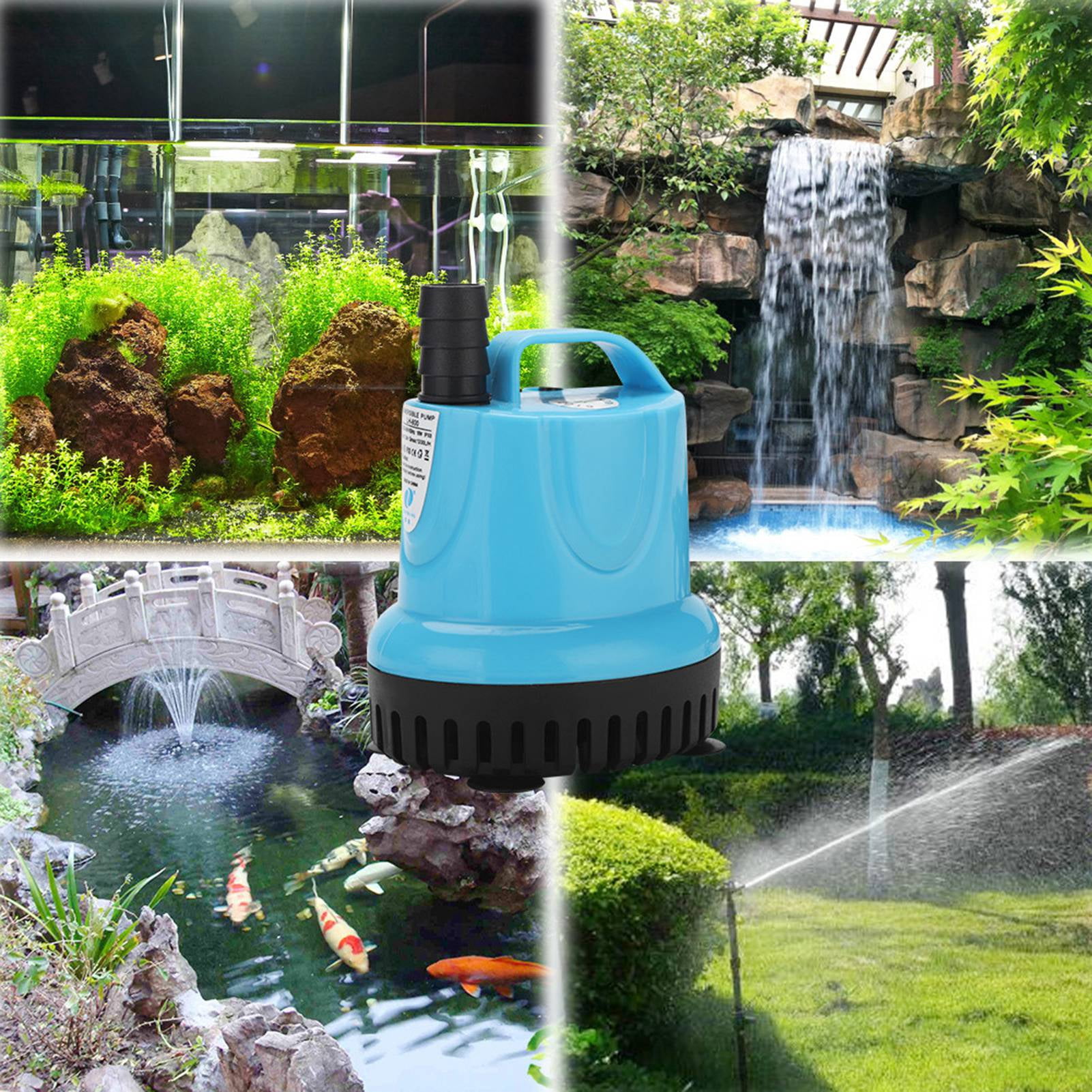 Yajisi Submersible Water Pump 60W with 2 Nozzles for Fish Tanks Pond Aquarium Circulation 3200L/H US Plug
