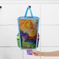 thumbnail image 1 of Soporte para bolsa de supermercado, dispensador de bolsas de basura, soporte para bolsa de la compra, organizador portátil de bolsa de basura de malla Azul, 1 of 10