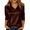 #03Brown, variant on Dressy Tops for Women 3/4 Length Sleeve Silk Satin Blouses Business Work T Shirts Loose Fit Cowl Neck Spring Summer Outfits 2026 #03Light Gray 2XL