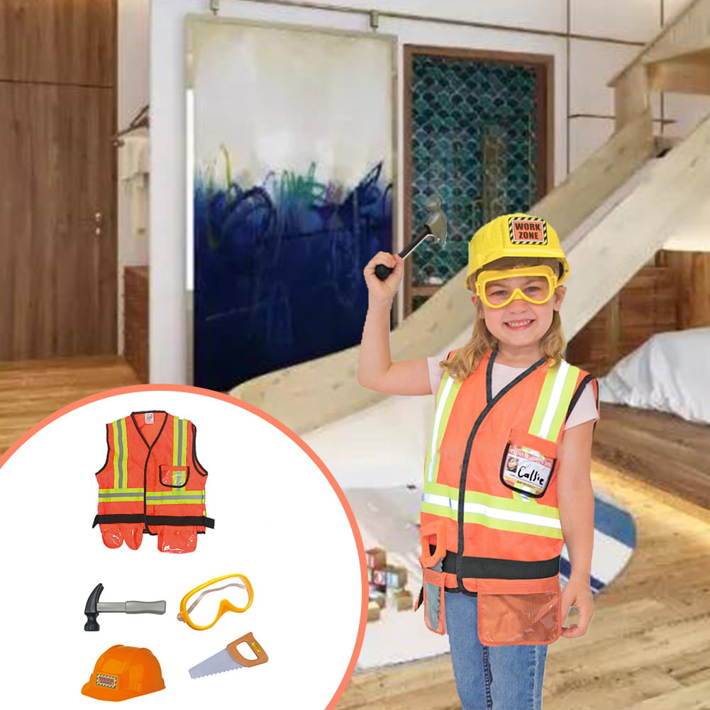 Details about   Kids Construction Worker Costume By Dress Up America