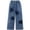 Light Blue-2801, variant on KIDSCOOL SPACE Girls Star Patchwork Jeans, Kids Distressed Wide Leg Denim Pants,Light Blue,7-8 Years